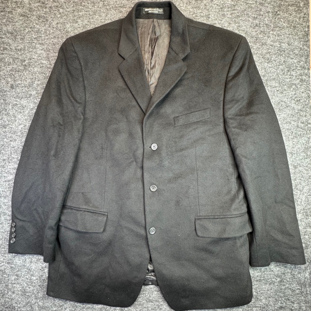 DKNY Essentials Sport Coat Mens 44‎ R Black Wool Cashmere Blend Blazer